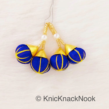 Royal Blue Tassels Art Silk Fabric Balls Bunch, Latkan, Embellishments